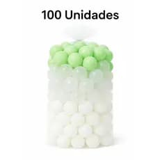 100 Unidades de Bolinha Plástica Verde Claro tom pastel Transparente e Branca Piscina Bolinhas 25, 50 e 100- Não Amassam