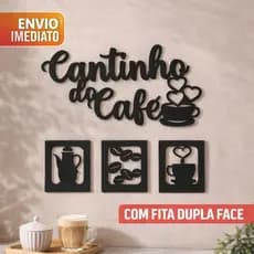 Kit Cantinho Do Café Mdf Preto  30x30cm