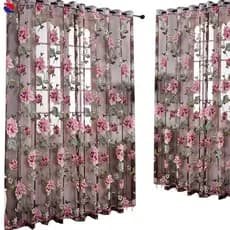 Porta De Vidro Cortina Decorativa Quarto Peony Voile Tule Com Pingentes De Presunto De Renda Francesa Drape Sheer , Púrpura