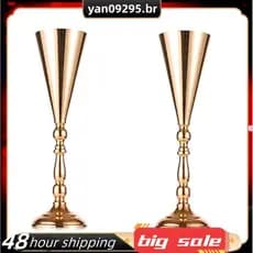 Vaso De Flores De Mesa , 2 Peças , Peça Central De Casamento , Decoração , Enfeites Artificiais Douradas Para Parte De A