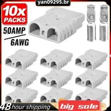 10Pcs For Anderson Style Plug Connectors DC Power Tool 50A 12-24V 6AWG Pólo Duplo Com De Energia De Contato De Cobre