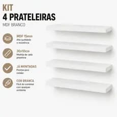 Prateleiras Retas de Parede em MDF 30cm + Kit Instalação Decoração