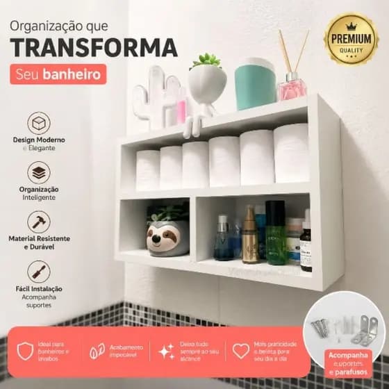 Nicho Banheiro Organizador de Parede para Banheiro