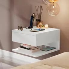 Mesa de Cabeceira Suspensa com Gaveta 30x33cm Moderna Nicho Criado Mudo Mesa de Cabeceira