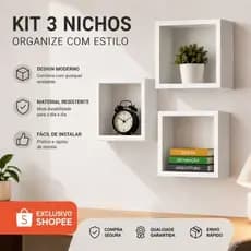 Kit 3 Nichos Planejados 16x16 Prateleiras Decorativas Móveis 100% MDF Alto Padrão