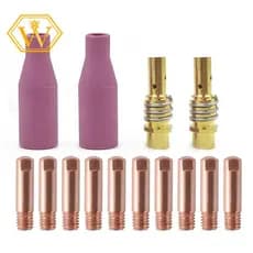 14Pcs MB-15AK Consumíveis Para Tocha De Solda 0.8mm Pontas De Contato Bocal Cerâmico A Gás MIG MAG 15AK
