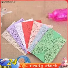 10Pcs/Set Delicadas Borboletas Esculpidas Românticas Convites De Festa De Casamento Envelope