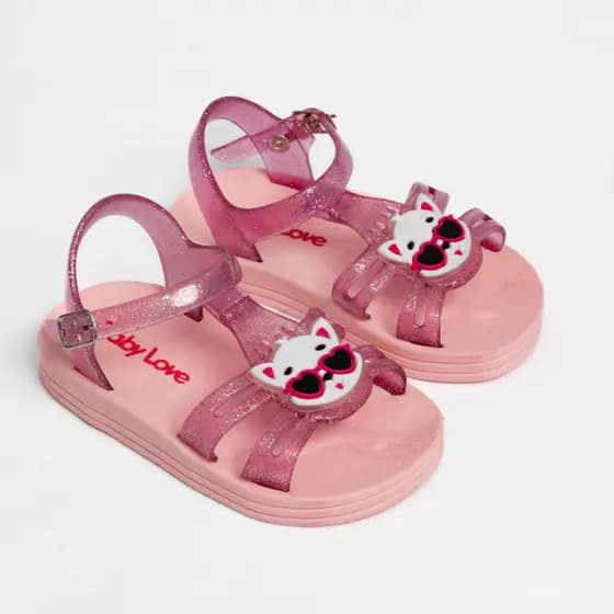 Sandália Infantil Feminina de Gatinha Material de Borracha EVA Macia e Confortável