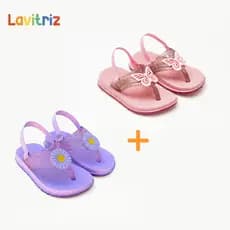 Kit 2 Chinelos Com Elástico Atrás Infantil Feminino Meninas Confortável e Seguro 3 Cores