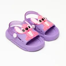Chinelo Infantil Feminino Lilo Stit Com Tira Atrás Para Segurança do Bebê