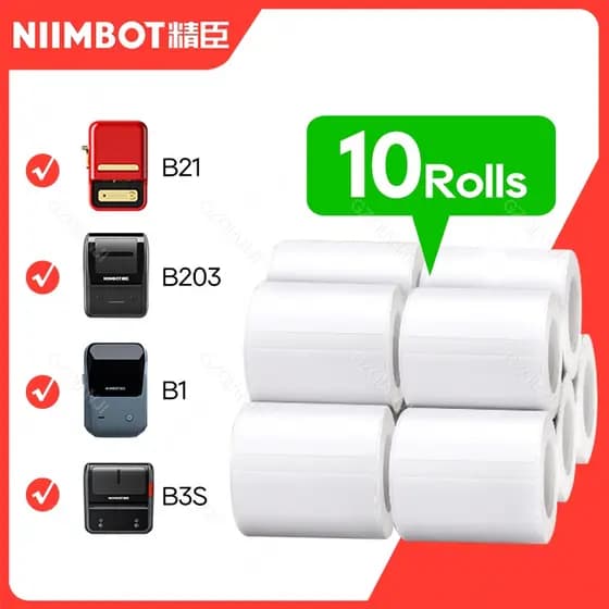 NIIMBOT B1/B21/B3S Papel de etiqueta sensível ao calor, à prova d'água, resistente a rasgos e óleo