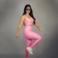 Conjunto Fitness Feminino Top Calça Legging Wonder Canelado