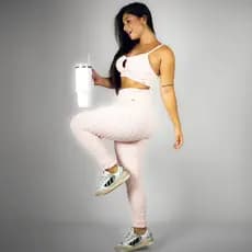 Conjunto Fitness Feminino Top Calça Legging Bolha Anticelulite
