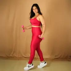 Conjunto Fitness Feminino Top Alça Calça Legging Wonder Canelado