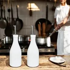 Kit Galheteiro Porcelana 1ª Linha 2 Peças 350ml Porta Azeite Vinagre Shoyo Óleo Mesa Posta Premium