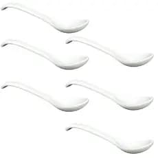 Kit 6 Colheres Porcelana 11cm Café Sobremesa Açúcar Sal Mesa Posta Cozinha Elegante Presente
