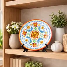 Prato Decorativo Cerâmica com Suporte para Mesa Aparador Sala Decoração Elegante Centro de Mesa