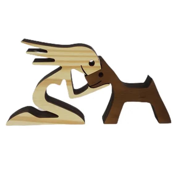 Boneco Decorativo Madeira Pet Cachorro Cão Kit 2 Peças Enfeite Sala Quarto Presente Criativo