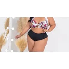 Calcinha de Praia Avulsa Hot Pant Plus Size - Cintuta Alta - Meio Fio Duplo, Forro Confortável e Detalhes Franzido .