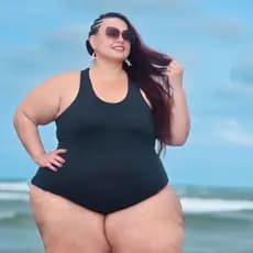 Maio feminino Plus size Natacao e Hidroginastica  Modelado com Alças Largas bojo fixo forrado