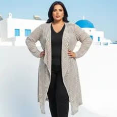 Kimono Feminino Plus Size em Trico  Meia Estacao Estampado Manga Longa Veste tamanho 52 ao 56