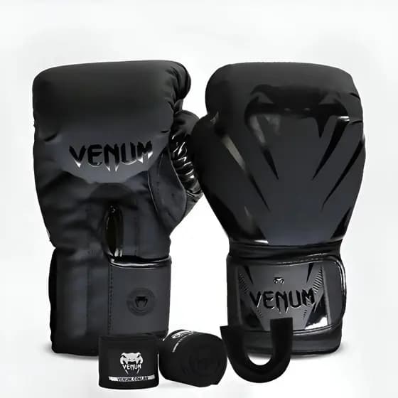 Kit Luva Venum Impact Evo Muay Thai Boxe + Bandagem + Protetor Bucal Tamanho 14oz