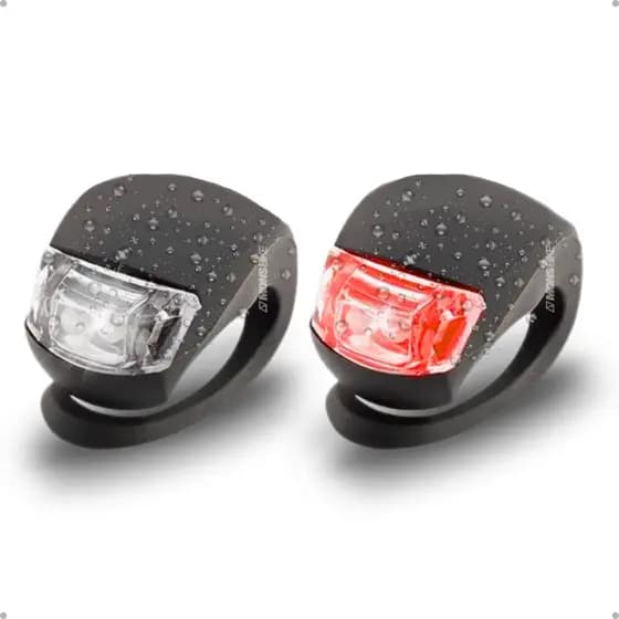 Kit 2 Lanternas De Segurança Bicicleta Led Farol Bike Pisca Par Dianteira Branca Traseira Vermelha