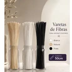 Kit Com 15 Varetas De Fibra de Algodão 50 cm Para Difusor Aromatizador De Ambiente 4MM