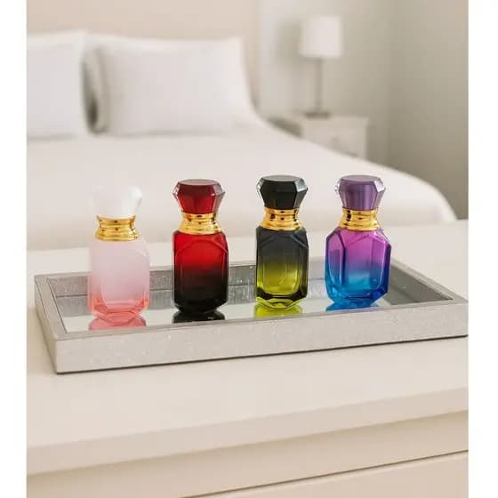 Kit De Porta Perfume De Vidro Até 30 ml Colorido Com Valvula Spray