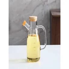 Galheteiro de Vinagre/Azeite com Tampa de Bambu e Bico Dosador Jarra de Vidro 900ml