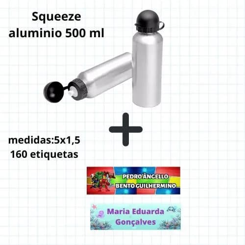 kit escolar garrafa mais etiquetas