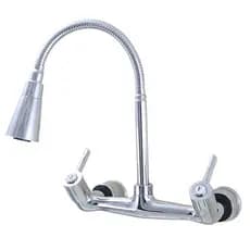 Torneira Misturador Gourmet Cozinha C61 Duplocomando Parede 100% Latão Cromado Multidirecional
