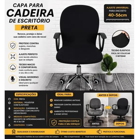 Capa para Cadeira de Escritório  – Ajuste Universal