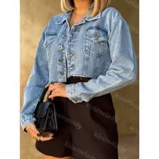 kissmelady 8161 jaqueta jeans feminina cropped Roupas Femininas Casacos Jaqueta 8161