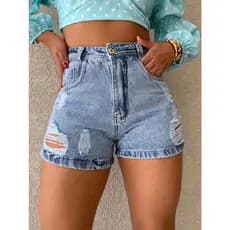 kissmelady 9044 short jeans feminina com rascada Shorts jeans feminino  juvenil natural