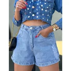 kissmelady 9043 short jeans feminina com rascada Shorts jeans feminino  lisa sem rascada juvenil natural s 9043 -2