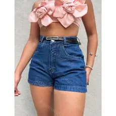 kissmelady 912 com cinto preto short jeans feminina com rascada Shorts jeans feminino  lisa sem rascada juvenil natural