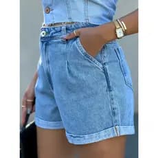 kissmelady 8150 Shorts jeans Moda Verão Moda Feminina lisa sem rascada Shorts jeans feminino  short jeans