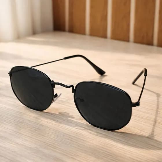 Óculos Hexagonal Masculino e Feminino Retrô Estilo Vintage Fumê Preto
