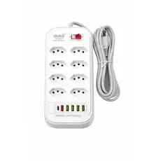 Extensão Elétrica 8 Tomadas + 5 USB + 1 Tipo-C