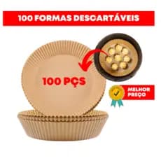 PACOTE 100 UNIDADES - Forma Air Fryer Descartável Antiaderente Redonda Forro De Papel Vegetal