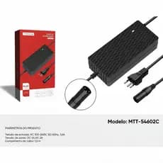 Fonte Carregador Para Bicicleta Scooter moto Elétrica 54.6v 2a Bivolt MTT-54602C