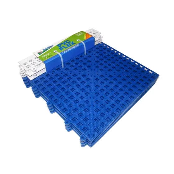Piso Antiderrapante para Banheiro Azul Pvc Flex 04 und + 04 Rampas Brancas de Acabamento