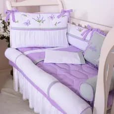Kit Berço Personalizado Jardim Encantado Branco/Verde/Lilás - 09 Peças
