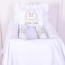 Kit Leito Maternidade Personalizado Menino/Menina Branco - 03 Peças