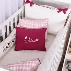 Kit Berço Americano Algodão Personalizado Rolinho Luxo Menino Menina - 08 Peças