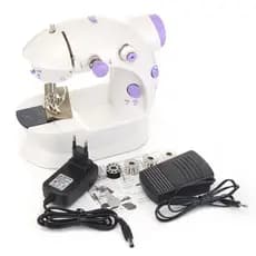 Mini Máquina de Costura Portátil: Possui Pedal + Outros Acessórios