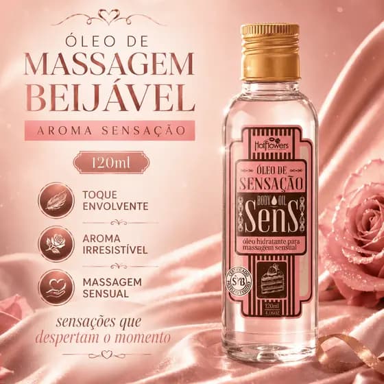 ÓLEO DE MASSAGEM BEIJÁVEL AROMA SENSAÇÃO 120ml Hot Flowers