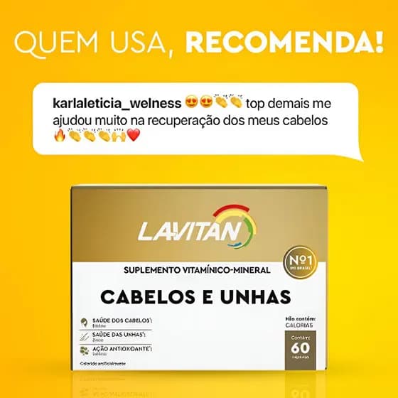 Lavitan Vitamina Cabelos e Unhas Com 60 Cápsulas