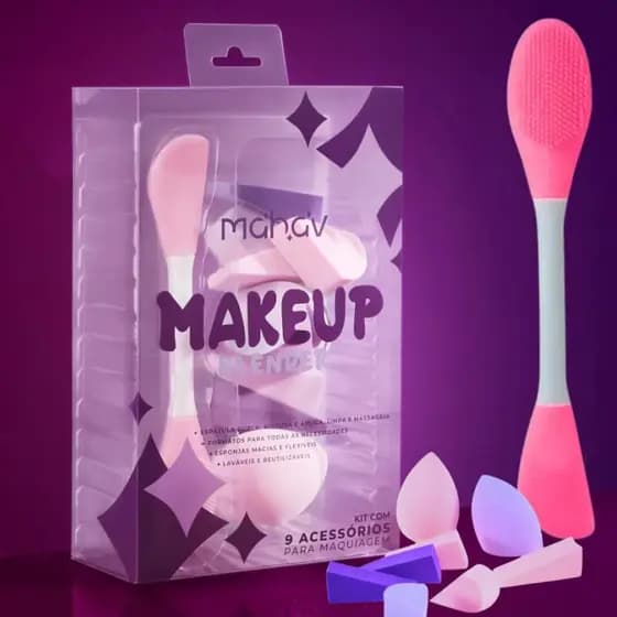 KIT MAKEUP BLENDER 8 ESPONJINHAS + 1 ESPÁTULA LAVÁVEIS MAHAV